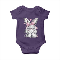 Cute Easter Bunny with Heart Glasses Pink Bow Baby Onesie Adorable Rabbit Love Aesthetic Gift