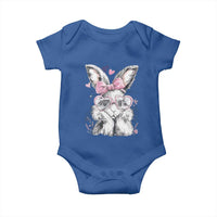 Cute Easter Bunny with Heart Glasses Pink Bow Baby Onesie Adorable Rabbit Love Aesthetic Gift