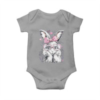 Cute Easter Bunny with Heart Glasses Pink Bow Baby Onesie Adorable Rabbit Love Aesthetic Gift