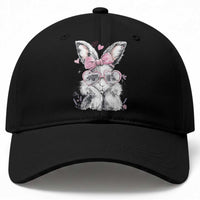 Cute Easter Bunny with Heart Glasses Pink Bow Baseball Cap Adorable Rabbit Love Aesthetic Gift