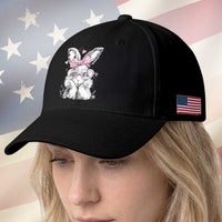 Cute Easter Bunny with Heart Glasses Pink Bow Baseball Cap Adorable Rabbit Love Aesthetic Gift