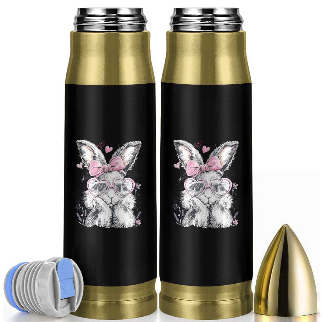 Cute Easter Bunny with Heart Glasses Pink Bow Bullet Tumbler Adorable Rabbit Love Aesthetic Gift