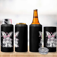 Cute Easter Bunny with Heart Glasses Pink Bow 4 in 1 Can Cooler Tumbler Adorable Rabbit Love Aesthetic Gift