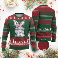 Cute Easter Bunny with Heart Glasses Pink Bow Ugly Christmas Sweater Adorable Rabbit Love Aesthetic Gift
