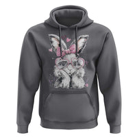 Cute Easter Bunny with Heart Glasses Pink Bow Hoodie Adorable Rabbit Love Aesthetic Gift