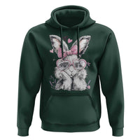 Cute Easter Bunny with Heart Glasses Pink Bow Hoodie Adorable Rabbit Love Aesthetic Gift