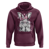 Cute Easter Bunny with Heart Glasses Pink Bow Hoodie Adorable Rabbit Love Aesthetic Gift