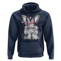 Cute Easter Bunny with Heart Glasses Pink Bow Hoodie Adorable Rabbit Love Aesthetic Gift
