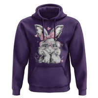 Cute Easter Bunny with Heart Glasses Pink Bow Hoodie Adorable Rabbit Love Aesthetic Gift