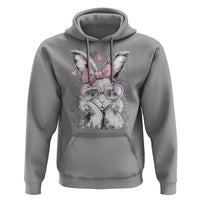 Cute Easter Bunny with Heart Glasses Pink Bow Hoodie Adorable Rabbit Love Aesthetic Gift