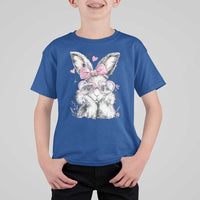 Cute Easter Bunny with Heart Glasses Pink Bow T Shirt For Kid Adorable Rabbit Love Aesthetic Gift