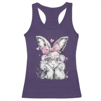Cute Easter Bunny with Heart Glasses Pink Bow Racerback Tank Top Adorable Rabbit Love Aesthetic Gift