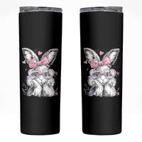 Cute Easter Bunny with Heart Glasses Pink Bow Skinny Tumbler Adorable Rabbit Love Aesthetic Gift