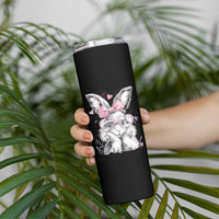 Cute Easter Bunny with Heart Glasses Pink Bow Skinny Tumbler Adorable Rabbit Love Aesthetic Gift