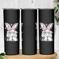Cute Easter Bunny with Heart Glasses Pink Bow Skinny Tumbler Adorable Rabbit Love Aesthetic Gift