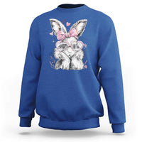 Cute Easter Bunny with Heart Glasses Pink Bow Sweatshirt Adorable Rabbit Love Aesthetic Gift