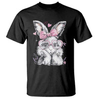 Cute Easter Bunny with Heart Glasses Pink Bow T Shirt Adorable Rabbit Love Aesthetic Gift