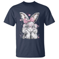 Cute Easter Bunny with Heart Glasses Pink Bow T Shirt Adorable Rabbit Love Aesthetic Gift