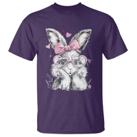 Cute Easter Bunny with Heart Glasses Pink Bow T Shirt Adorable Rabbit Love Aesthetic Gift
