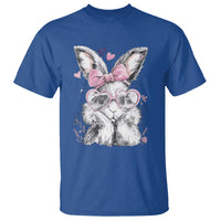 Cute Easter Bunny with Heart Glasses Pink Bow T Shirt Adorable Rabbit Love Aesthetic Gift