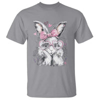 Cute Easter Bunny with Heart Glasses Pink Bow T Shirt Adorable Rabbit Love Aesthetic Gift
