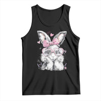 Cute Easter Bunny with Heart Glasses Pink Bow Tank Top Adorable Rabbit Love Aesthetic Gift