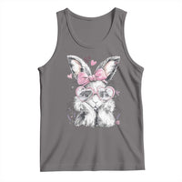 Cute Easter Bunny with Heart Glasses Pink Bow Tank Top Adorable Rabbit Love Aesthetic Gift