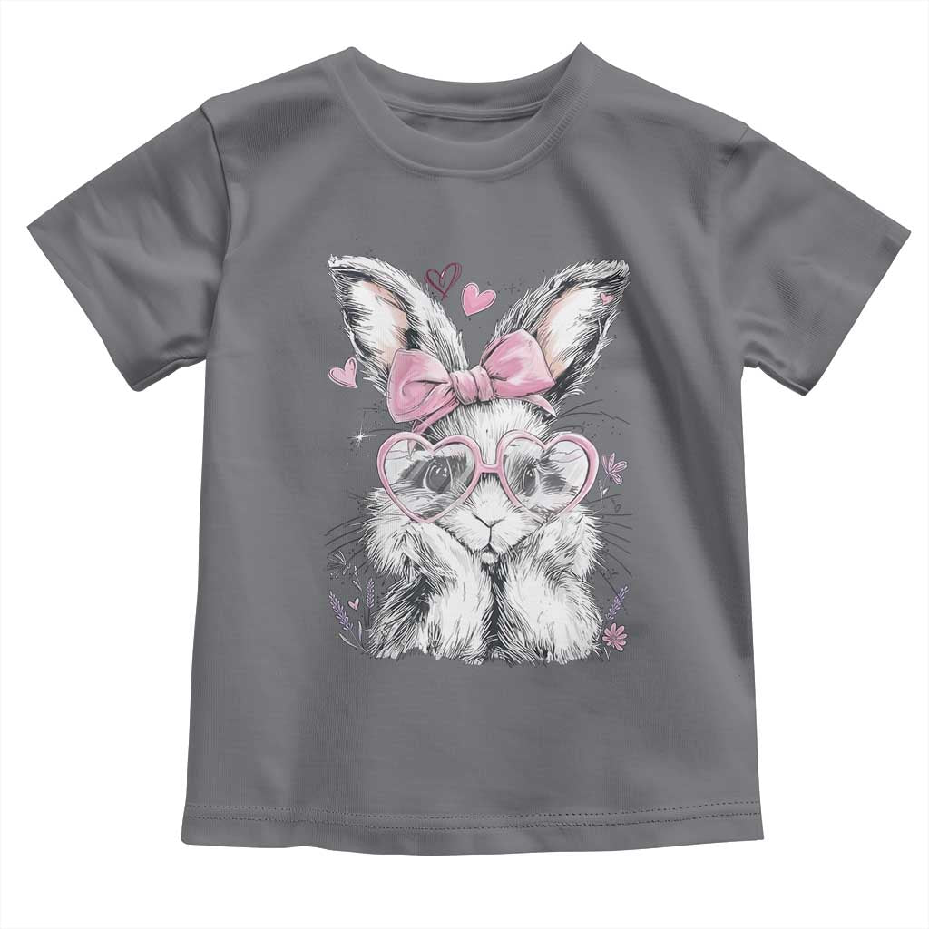 Cute Easter Bunny with Heart Glasses Pink Bow Toddler T Shirt Adorable Rabbit Love Aesthetic Gift