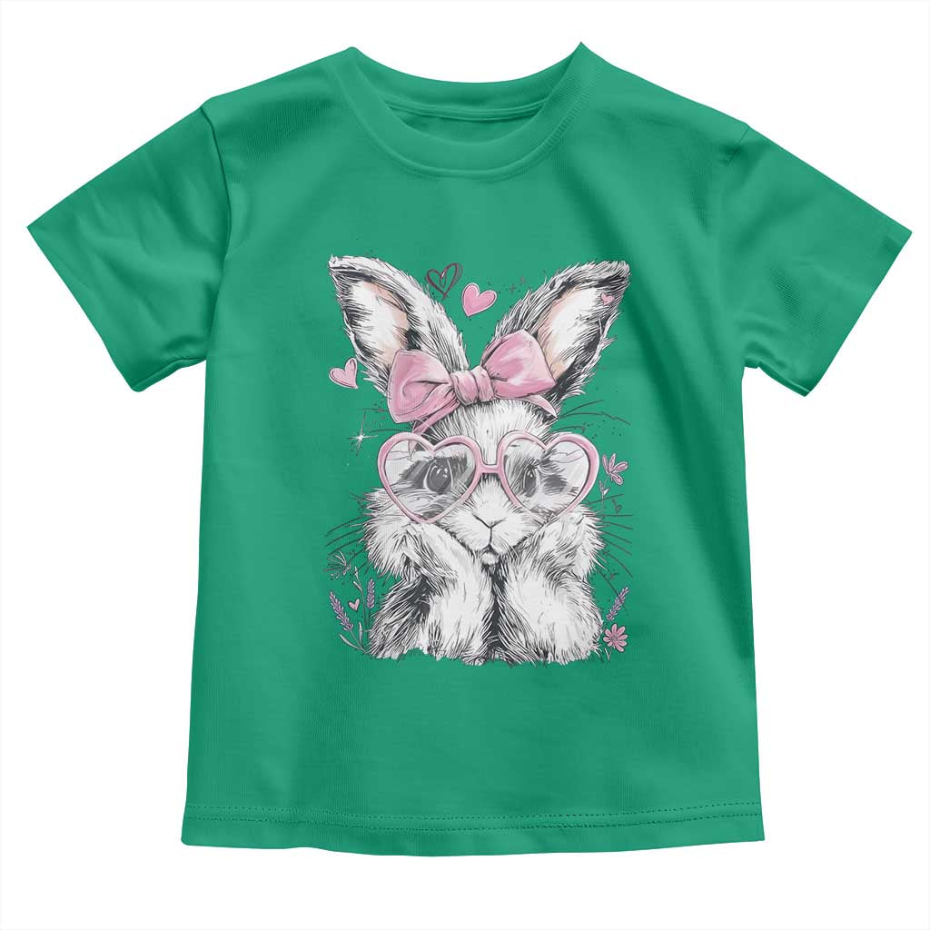 Cute Easter Bunny with Heart Glasses Pink Bow Toddler T Shirt Adorable Rabbit Love Aesthetic Gift