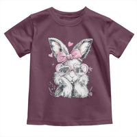 Cute Easter Bunny with Heart Glasses Pink Bow Toddler T Shirt Adorable Rabbit Love Aesthetic Gift
