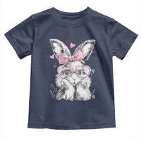 Cute Easter Bunny with Heart Glasses Pink Bow Toddler T Shirt Adorable Rabbit Love Aesthetic Gift