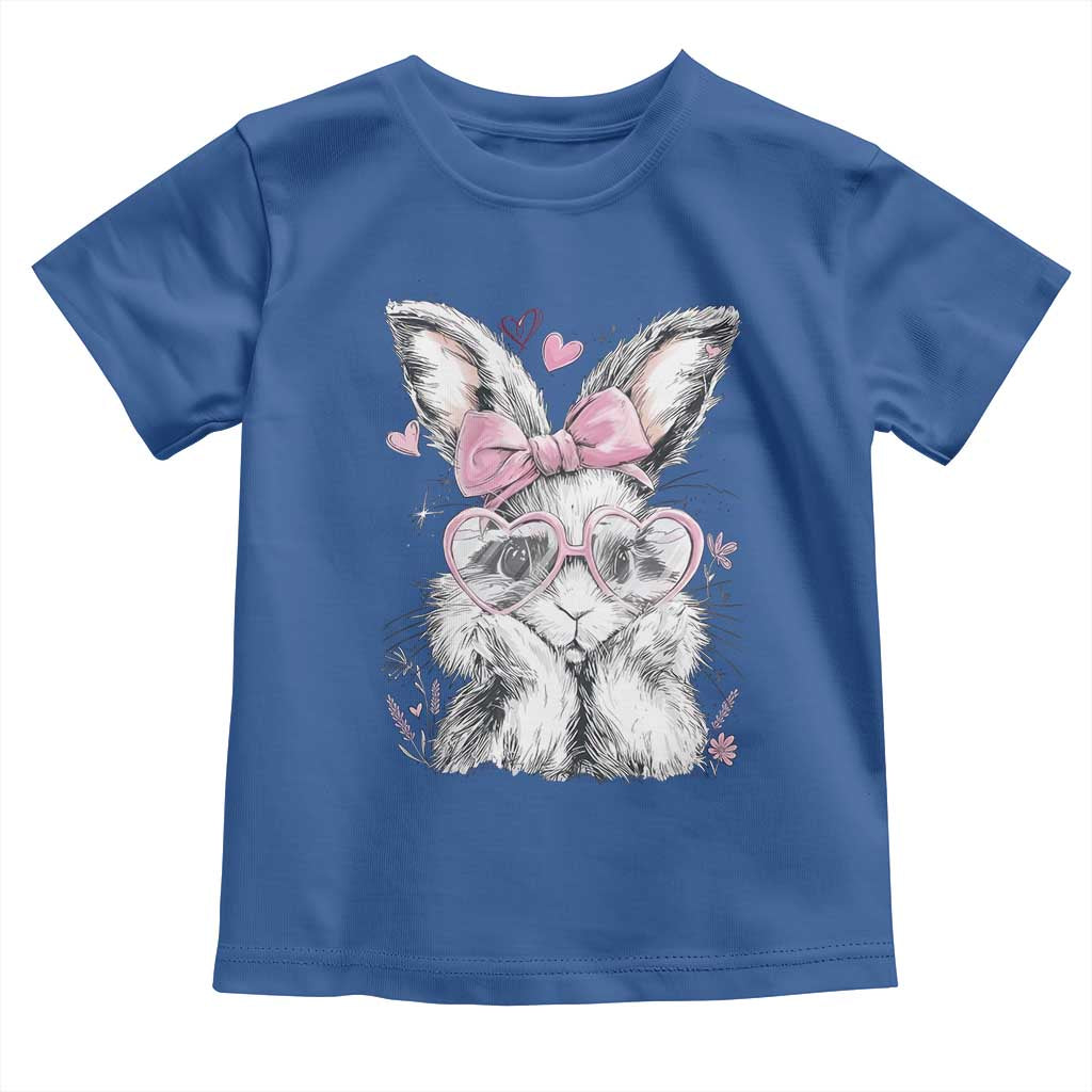 Cute Easter Bunny with Heart Glasses Pink Bow Toddler T Shirt Adorable Rabbit Love Aesthetic Gift