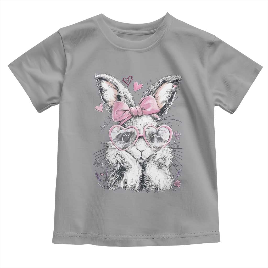 Cute Easter Bunny with Heart Glasses Pink Bow Toddler T Shirt Adorable Rabbit Love Aesthetic Gift