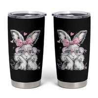 Cute Easter Bunny with Heart Glasses Pink Bow Tumbler Cup Adorable Rabbit Love Aesthetic Gift