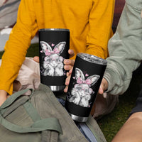 Cute Easter Bunny with Heart Glasses Pink Bow Tumbler Cup Adorable Rabbit Love Aesthetic Gift