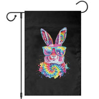 Colorful Tie Dye Bunny with Sunglasses Garden Flag Cool Easter Rabbit Retro Hippie Vibe Graphic Gift