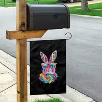 Colorful Tie Dye Bunny with Sunglasses Garden Flag Cool Easter Rabbit Retro Hippie Vibe Graphic Gift