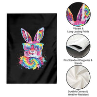 Colorful Tie Dye Bunny with Sunglasses Garden Flag Cool Easter Rabbit Retro Hippie Vibe Graphic Gift