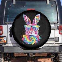 Colorful Tie Dye Bunny with Sunglasses Spare Tire Cover Cool Easter Rabbit Retro Hippie Vibe Graphic Gift
