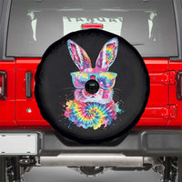 Colorful Tie Dye Bunny with Sunglasses Spare Tire Cover Cool Easter Rabbit Retro Hippie Vibe Graphic Gift