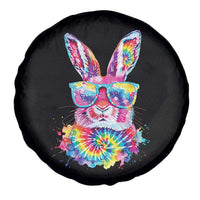 Colorful Tie Dye Bunny with Sunglasses Spare Tire Cover Cool Easter Rabbit Retro Hippie Vibe Graphic Gift