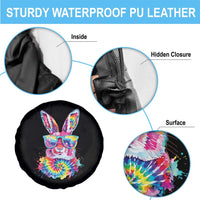 Colorful Tie Dye Bunny with Sunglasses Spare Tire Cover Cool Easter Rabbit Retro Hippie Vibe Graphic Gift