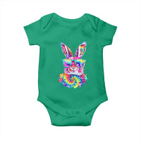Colorful Tie Dye Bunny with Sunglasses Baby Onesie Cool Easter Rabbit Retro Hippie Vibe Graphic Gift