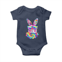 Colorful Tie Dye Bunny with Sunglasses Baby Onesie Cool Easter Rabbit Retro Hippie Vibe Graphic Gift