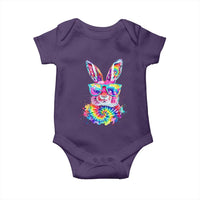 Colorful Tie Dye Bunny with Sunglasses Baby Onesie Cool Easter Rabbit Retro Hippie Vibe Graphic Gift