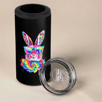 Colorful Tie Dye Bunny with Sunglasses 4 in 1 Can Cooler Tumbler Cool Easter Rabbit Retro Hippie Vibe Graphic Gift