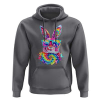 Colorful Tie Dye Bunny with Sunglasses Hoodie Cool Easter Rabbit Retro Hippie Vibe Graphic Gift