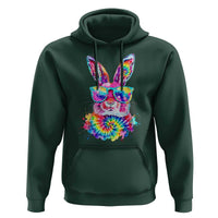 Colorful Tie Dye Bunny with Sunglasses Hoodie Cool Easter Rabbit Retro Hippie Vibe Graphic Gift