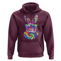 Colorful Tie Dye Bunny with Sunglasses Hoodie Cool Easter Rabbit Retro Hippie Vibe Graphic Gift