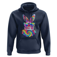 Colorful Tie Dye Bunny with Sunglasses Hoodie Cool Easter Rabbit Retro Hippie Vibe Graphic Gift